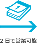 2日で営業可能